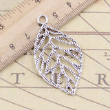 10pcs Charms hollow tree leaf 49x26mm Tibetan Bronze Silver Color Pendants Antique Jewelry Making DIY Handmade Craft