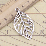 10pcs Charms hollow tree leaf 49x26mm Tibetan Bronze Silver Color Pendants Antique Jewelry Making DIY Handmade Craft