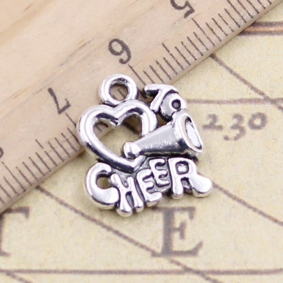 10pcs Charms love to cheer cheerleading 17x16mm Tibetan Silver Color Pendants Antique Jewelry Making DIY Handmade Craft