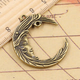 10pcs Charms man in the moon face 38x32mm Tibetan Bronze Silver Color Pendants Antique Jewelry Making DIY Handmade Craft