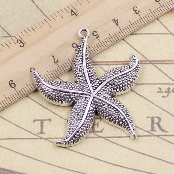 10pcs Charms marine starfish 50x43mm Tibetan Bronze Silver Color Pendants Antique Jewelry Making DIY Handmade Craft