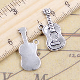 10pcs Charms music guitar 25x12mm Tibetan Silver Color Pendants Antique Jewelry Making DIY Handmade Craft EF4700