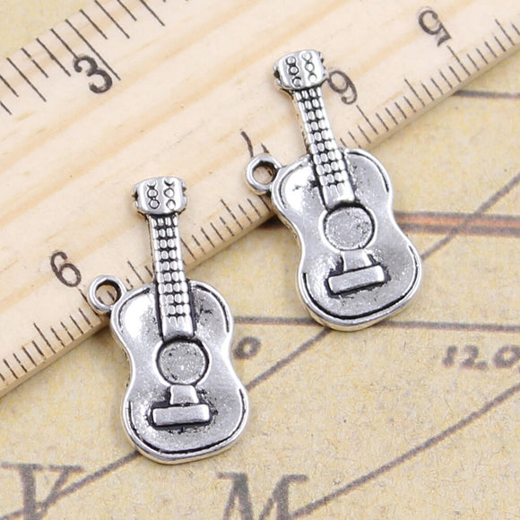 10pcs Charms music guitar 25x12mm Tibetan Silver Color Pendants Antique Jewelry Making DIY Handmade Craft EF4700