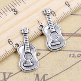 10pcs Charms music guitar 25x12mm Tibetan Silver Color Pendants Antique Jewelry Making DIY Handmade Craft EF4700