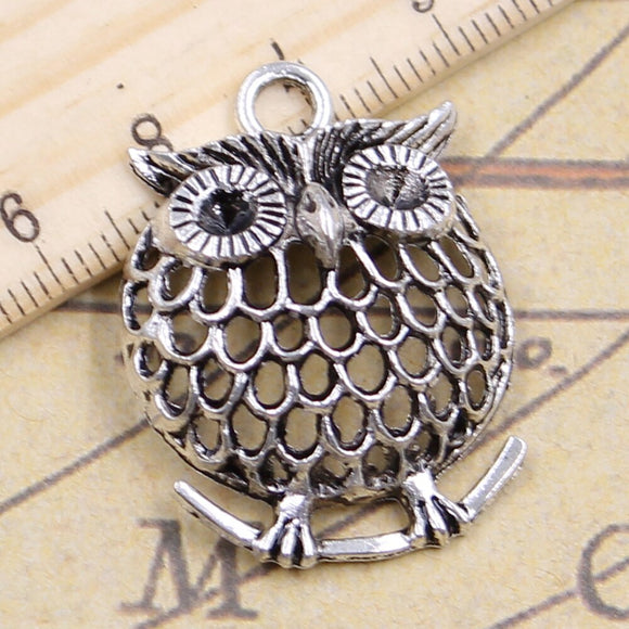 10pcs Charms owl standing branch 33x25mm Tibetan Silver Color Pendants Antique Jewelry Making DIY Handmade Craft