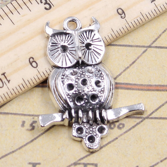 10pcs Charms owl standing branch 40x31mm Tibetan Silver Color Pendants Antique Jewelry Making DIY Handmade Craft
