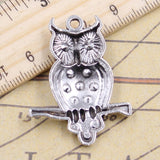 10pcs Charms owl standing branch 40x31mm Tibetan Silver Color Pendants Antique Jewelry Making DIY Handmade Craft