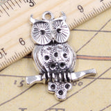 10pcs Charms owl standing branch 40x31mm Tibetan Silver Color Pendants Antique Jewelry Making DIY Handmade Craft