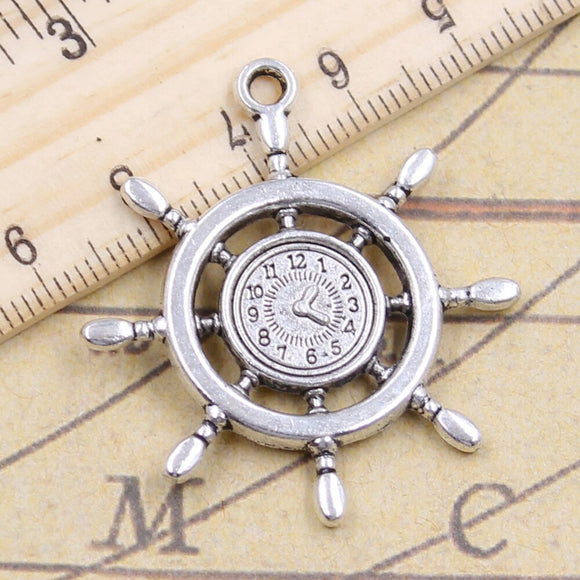 10pcs Charms rudder helm anchor ship clock 40x35mm Tibetan Silver Color Pendants Antique Jewelry Making DIY Handmade Craft