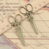10pcs Charms sewing scissors 61x25mm Tibetan Bronze Silver Color Pendants Antique Jewelry Making DIY Handmade Craft