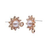 10pcs Ear Stud Jewelry Findings Earrings Making Accessories Golden Color Imitation Pearls Ear Pins Connectors Earring Making