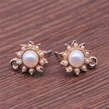 10pcs Ear Stud Jewelry Findings Earrings Making Accessories Golden Color Imitation Pearls Ear Pins Connectors Earring Making