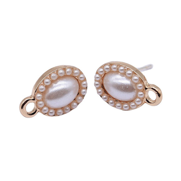 10pcs Ear Stud Jewelry Findings Earrings Making Accessories Golden Color Imitation Pearls Ear Pins Connectors Earring Making
