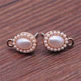 10pcs Ear Stud Jewelry Findings Earrings Making Accessories Golden Color Imitation Pearls Ear Pins Connectors Earring Making