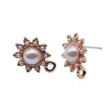 10pcs Ear Stud Jewelry Findings Earrings Making Accessories Golden Color Imitation Pearls Ear Pins Connectors Earring Making