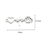 10pcs/lot 12.5*34mm Antique Silver Color Heartbeat Dog Paw Charms Connectors For DIY Neckalce Jewelry Making ef3655
