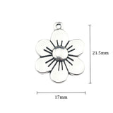 10pcs/lot 17*21.5mm Alloy Flower Charm Antique Silver Color Bloom Flower Charms Pendant For DIY Neckalce Jewelry Making