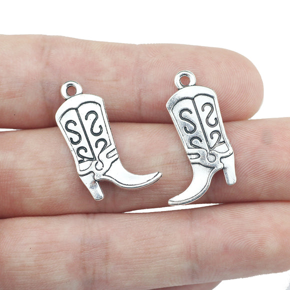 10pcs/lot 17*25mm DIY Boots Shoe Charm Antique Silver Color Charms Pendant  Fit For Keychain Jewelry Making