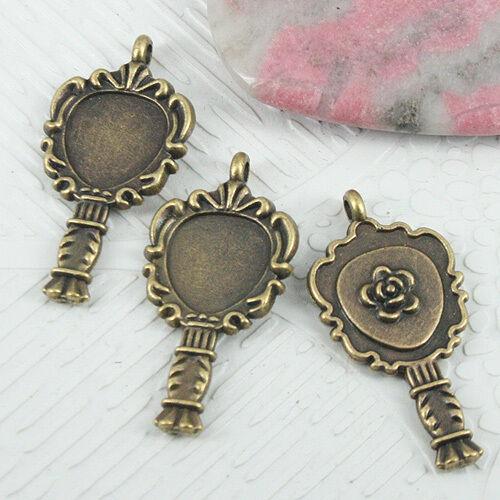 10pcs antiqued bronze tone flower pattern cabochon settings EF0718