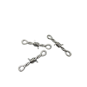 12PCS, Antique Silver Tone Barbed Wire Chain Choker Connectors 10X34mm