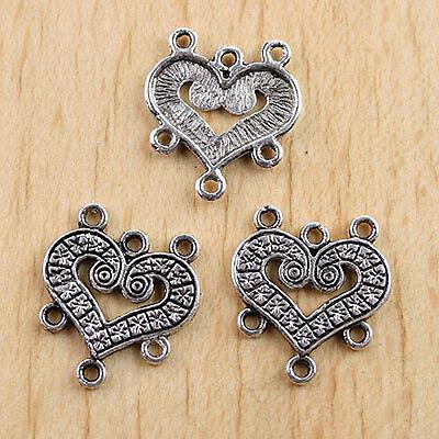 20pcs Tibetan Silver Heart Connectors Findings H0560