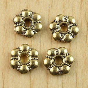 25pcs dark gold tone crafted flower spacer beads H0822
