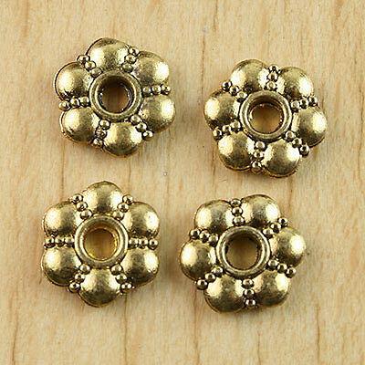 25pcs dark gold tone crafted flower spacer beads H0822