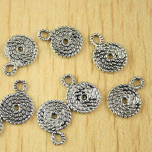 40pcs Tibetan silver studded circles charms H2640