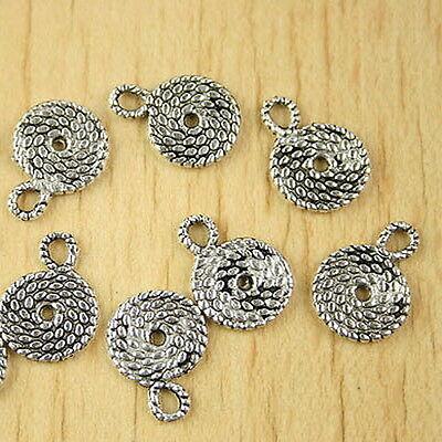 40pcs Tibetan silver studded circles charms H2640