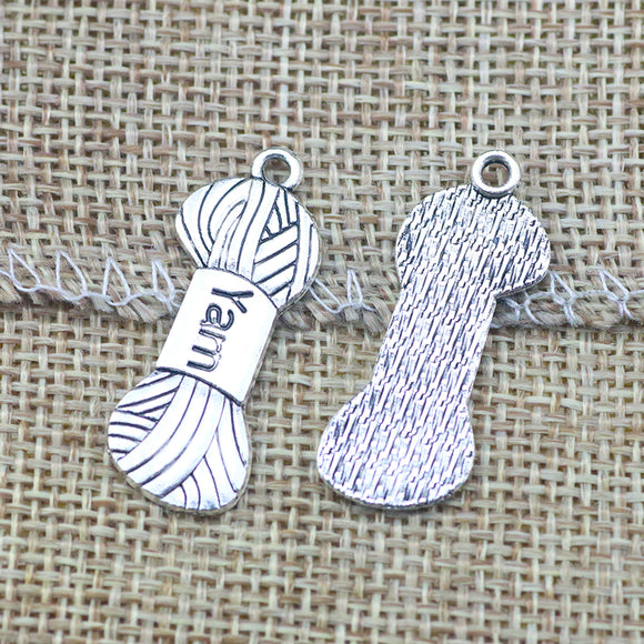 12 Piece 15*31mm Mixed Alloy Antique Silver Color Woolen Yarn Charms Bracelet Keychain Pendant Accessory For DIY Jewelry Making