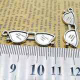 12 Pieces 10*33mm Antique Silver Color Sun Glasses Charms Pendant Accessory For DIY Jewelry Making