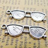 12 Pieces 10*33mm Antique Silver Color Sun Glasses Charms Pendant Accessory For DIY Jewelry Making