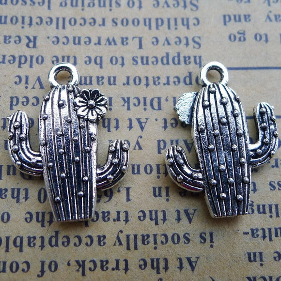 12 Pieces 15*20mm Mixed Alloy Antique Silver Color Cactus Charms Vintage Pendant Accessory For DIY Jewelry Making