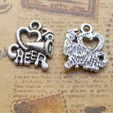 12 Pieces 17.7x15.6mm Antique Silver Color Cheer Charms Celebrate For DIY Jewelry Making