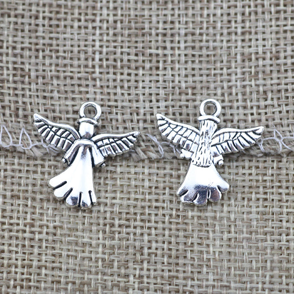 12 Pieces 20x20mm Antique Silver Color Mixed Alloy Angel Charms DIY for Jewelry Making