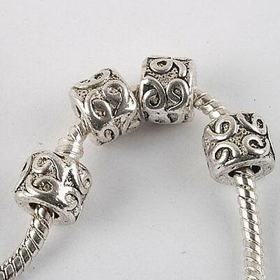 16pcs dark silver-tone columniform bead fit bracelet 8265