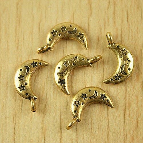 20pcs dark gold-tone moon and star charms h2065