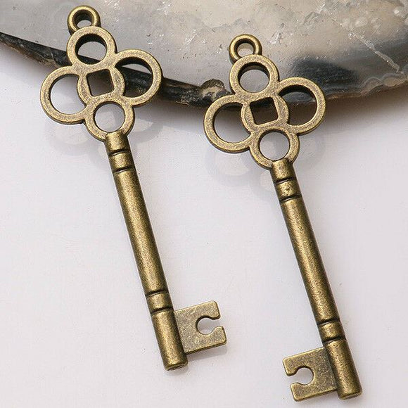 10pcs antiqued bronze color crafted KEY design  charms  G249