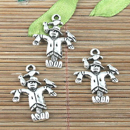 14pcs Tibetan Silver color birds scarecrow design charms EF0995