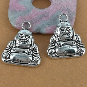 4PCS tibetan silver color crafted 2sided Buddha design charms H0462