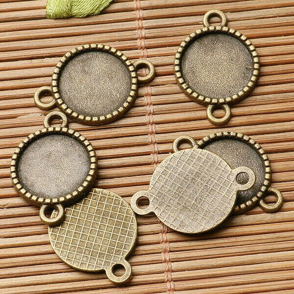 10pcs antiqued bronze color round cabochon setting in 12mm connector  EF3047