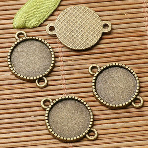 10pcs antiqued bronze color round cabochon setting in 14mm connector  EF3040