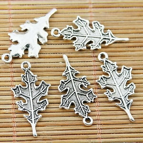 10PCS Tibetan silver tone leaf charms EF1515