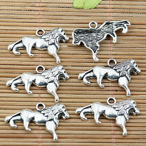 16pcs tibetan silver tone cartoon lion design charms EF1934