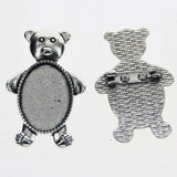 Lote de 2 cabujón ovalado de color plata tibetana de 25 x 35/25 x 18 mm, 30 x 40 mm y 13 x 18 mm, con diseño de broche.