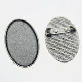 Lote de 2 cabujón ovalado de color plata tibetana de 25 x 35/25 x 18 mm, 30 x 40 mm y 13 x 18 mm, con diseño de broche.
