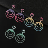 Fashion Jewelry Stud Earring gradient Color Diamond Round circle Earring