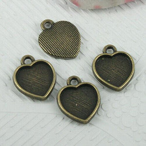 20pcs antiqued bronze color heart shaped cabochon settings EF0600