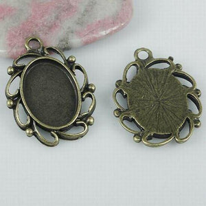 6pcs antiqued bronze color cabochon settings frame charms 17x12mm  h0646