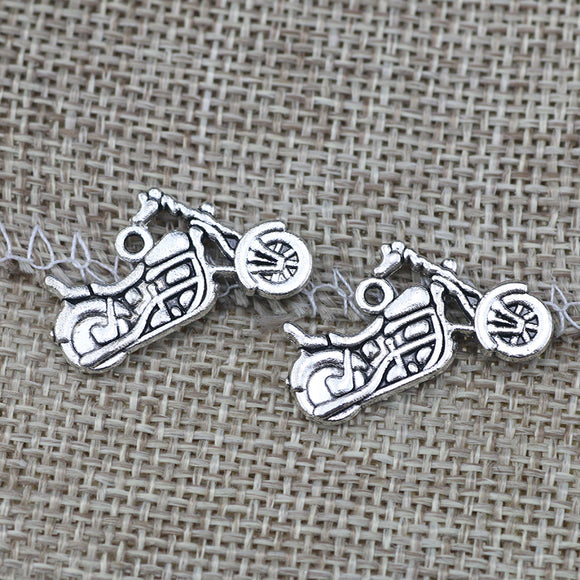 12Pieces/lot 24x14mm Antique Silver Color Motorcycle Charms Equisite Bracelets Handmade Jewelry
